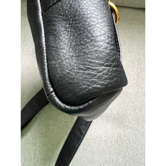 Hobo Fern Sling Bag Crossbody Adjustable Black Pebble Leather Brass Hardware - Picture 15 of 15